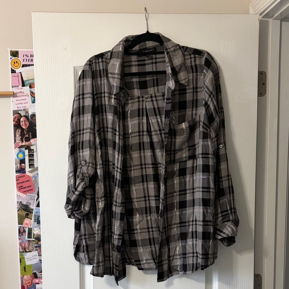 Lane Bryant Black and White Checkered Top